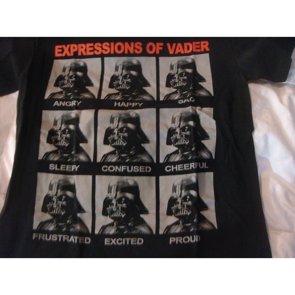 Star Wars EXPRESSIONS OF VADER angry sad‎ happy confused adult S black t-shirt